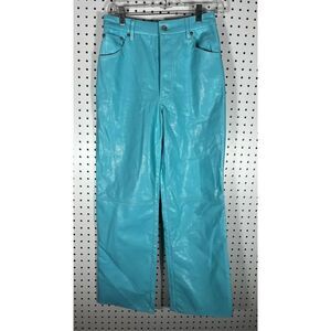 Free People high rise blue faux leather pants size 2